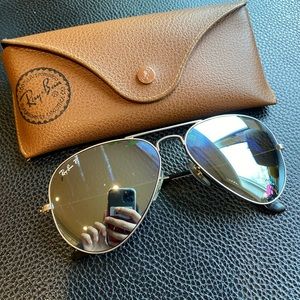 Silver Ray-Ban aviator sunglasses